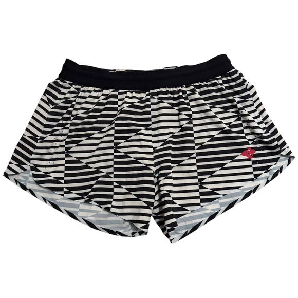 Rabbit Pants - Rabbit Fuel n' Fly Running Shorts Black & White Geometric Graphic Print Medium